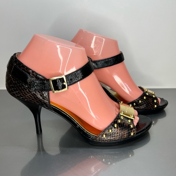 Michael Kors Black and Gold Studded Heels - Picture 3 of 8